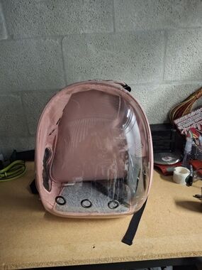 Clear Bubble Pet Carrier Backpack in Blush Pink